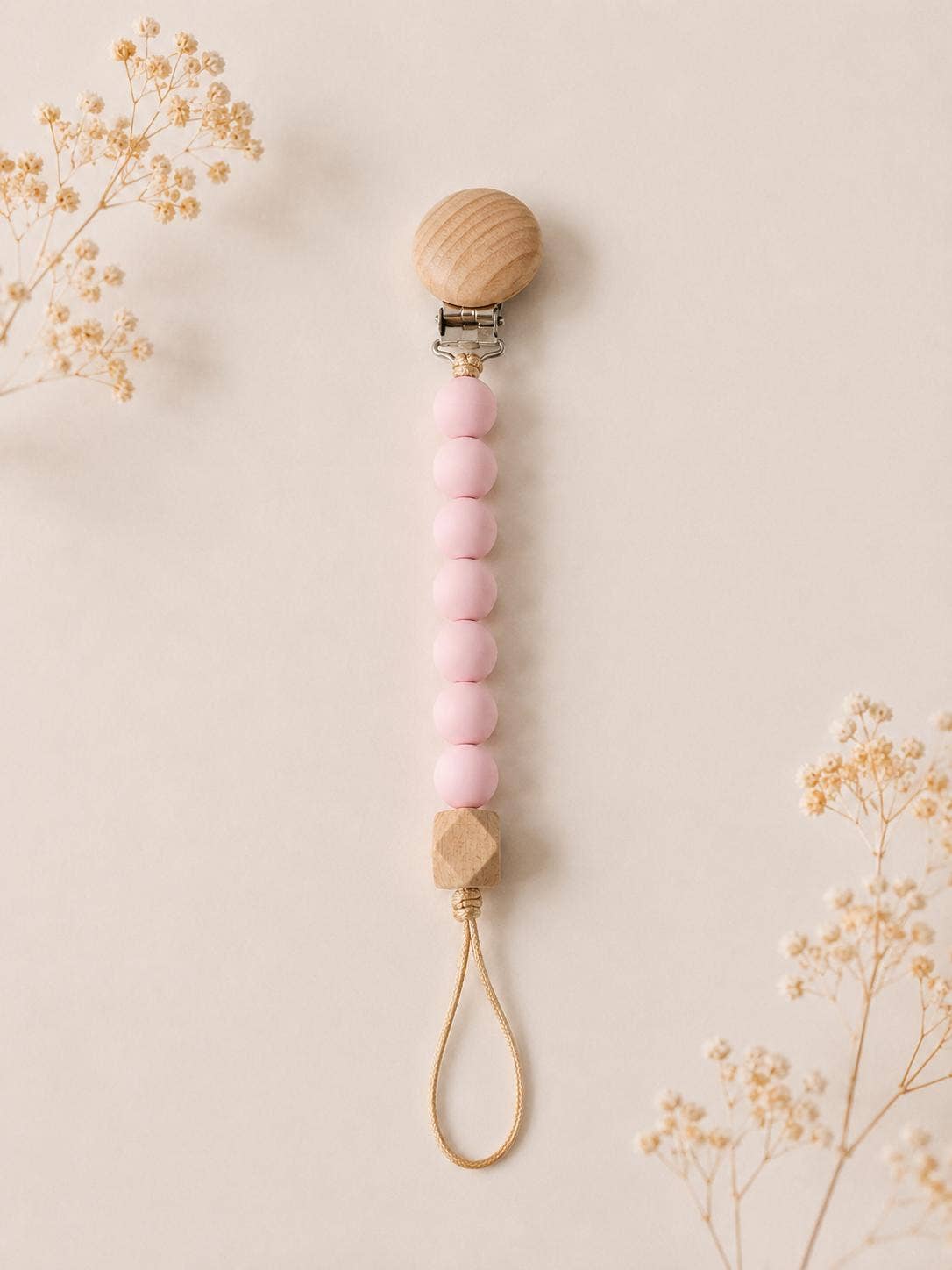 Clip para chupete de silicona – Ref. 26003: Rosa Claro