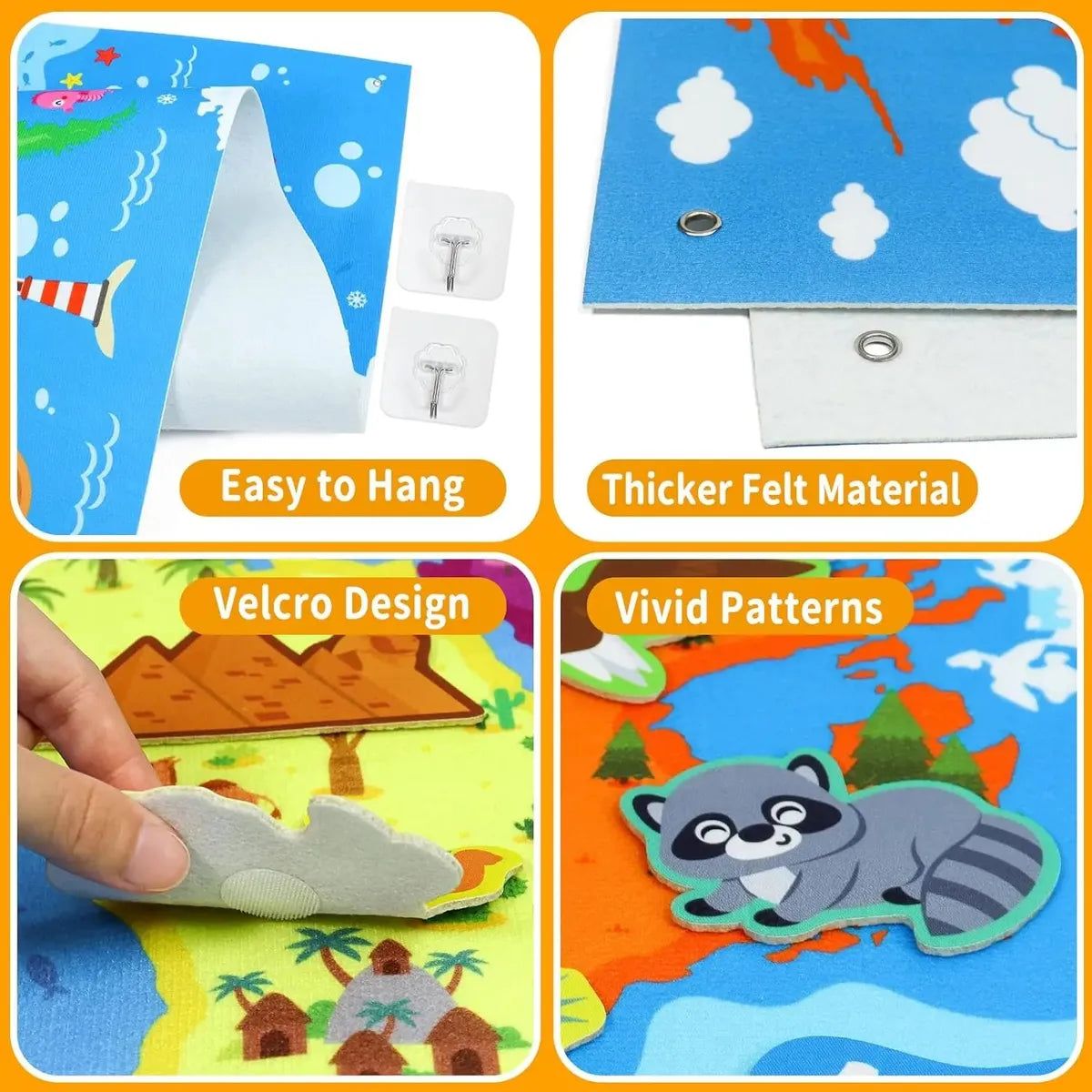 Juego educativo interactivo de mapa mundial en fieltro para niños – 45 piezas - additional image 4