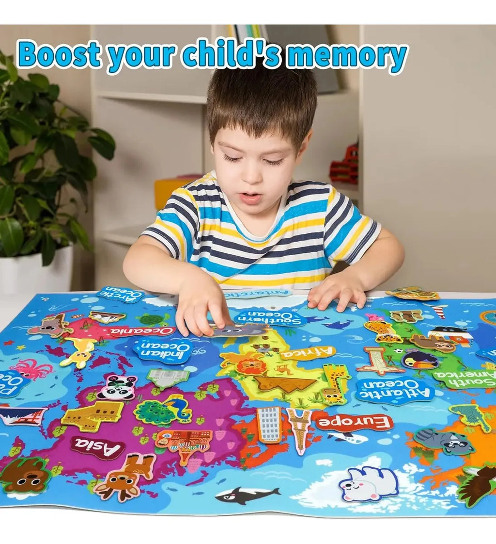 Juego educativo interactivo de mapa mundial en fieltro para niños – 45 piezas - additional image 1