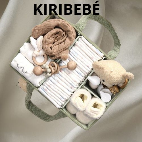 Bolsa de Almacenamiento Portátil para Pañales, Cesta de Peluche para Bebé, Contenedor Interior con Patrón Sólido, Organizador de Guardería para Mamá