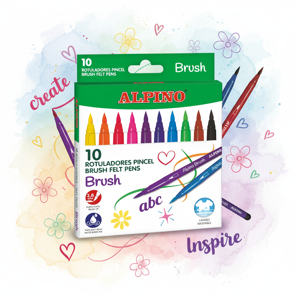 Alpino Rotuladores Pincel Brush — Pack 10 Colores