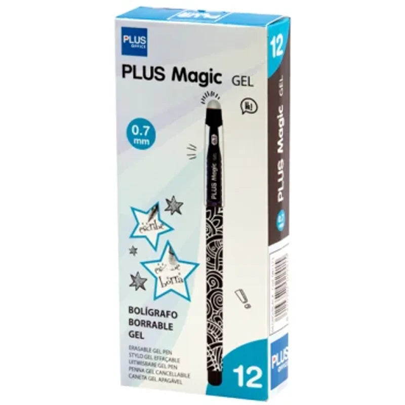 Plus Magic Gel — Bolígrafo Borrable Gel 0,7mm — Caja 12 uds