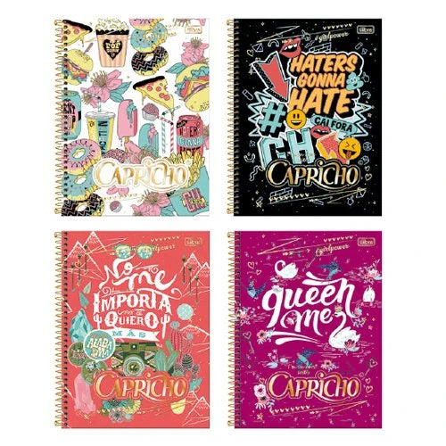 Pack 4 libretas espiral Capricho - colección completa con diseños Food Lover, Haters Gonna Hate, Me Importa Más y Queen of Me